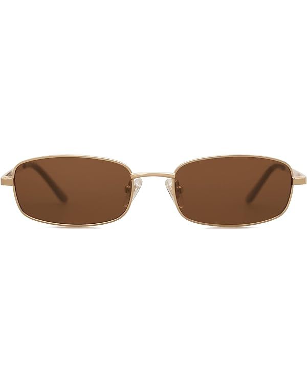 SOJOS Small Y2k Narrow Rectangle Sunglasses Womens Mens Retro 80s 90s Skinny Sunnies SJ1187 | Amazon (US)