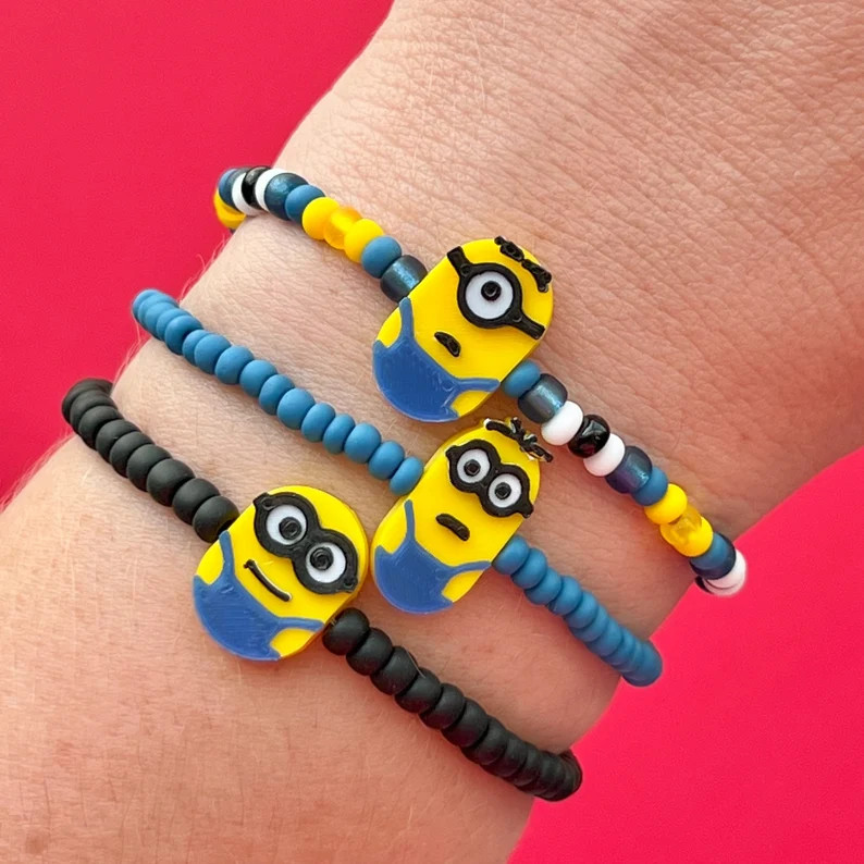 Minion Stuart Kevin Bob Charm Beaded Bracelets | Etsy (Global)