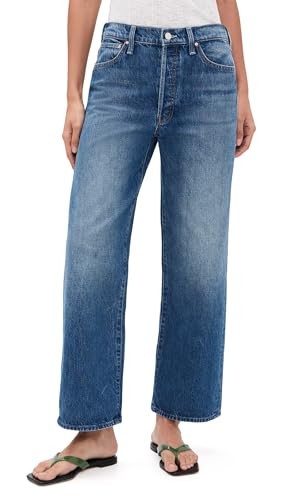 Mother Women's The Dodger Button Flood Jeans, Green Thumb, 25 | Amazon (US)