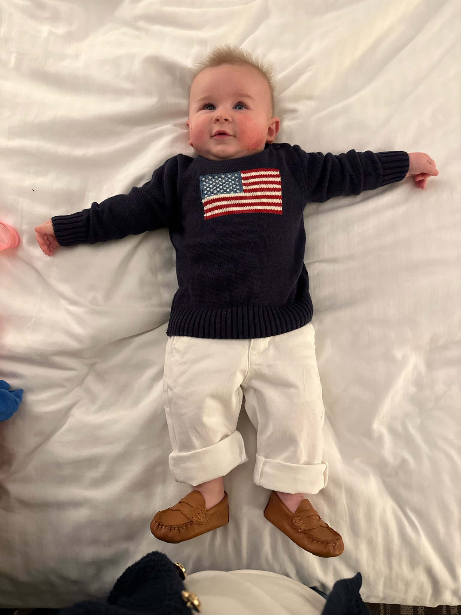 Baby boy outfit Ralph Lauren flag sweater dupe preppy outfit fall outfit 

#LTKbaby #LTKSeasonal #LTKkids