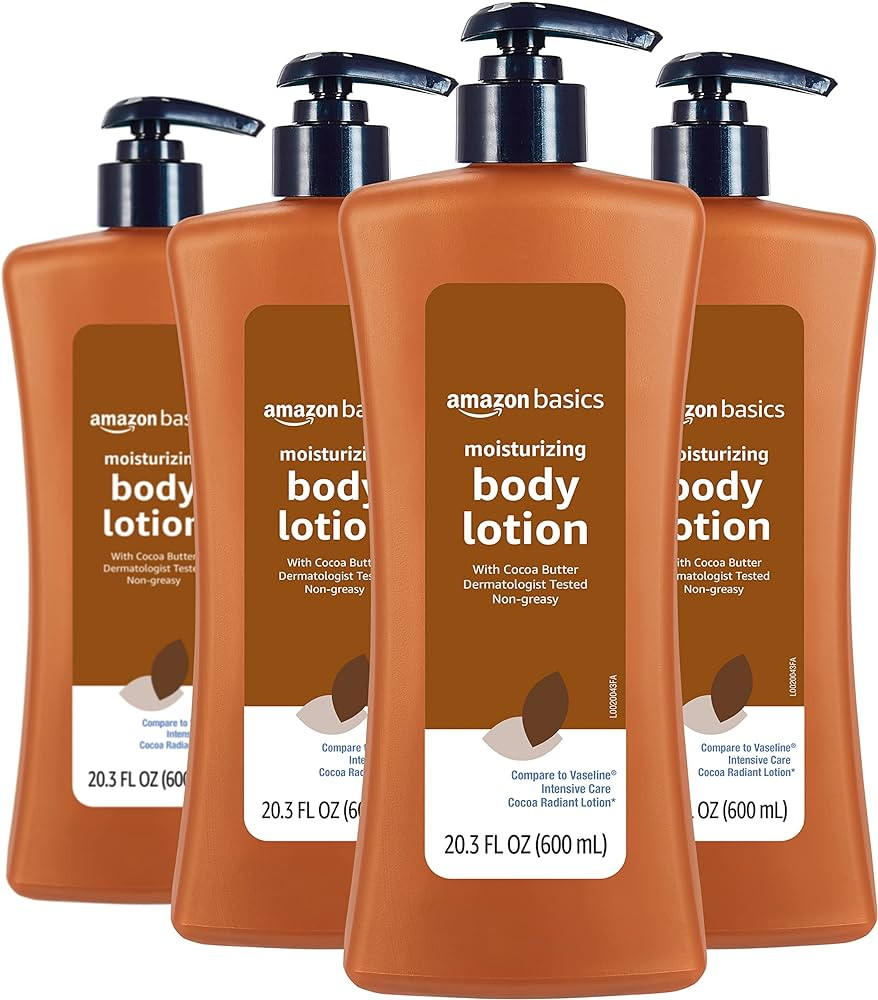 Amazon Basics Moisturizing Cocoa Butter Body Lotion for Dry Skin, Non-Greasy, Paraben Free, Light... | Amazon (US)