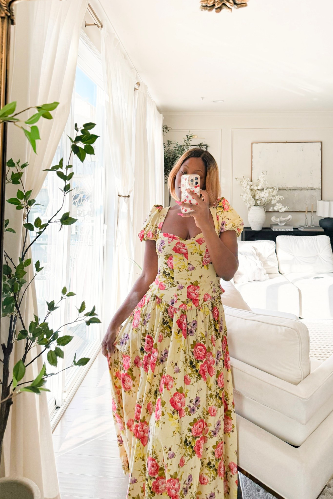 This dress is giving Bridgerton vibes and I’m loving it 💐 the pink florals on the yellow is stunning! I’m obsessed , this will be perfect for Easter church service 

#LTKMidsize #LTKSeasonal