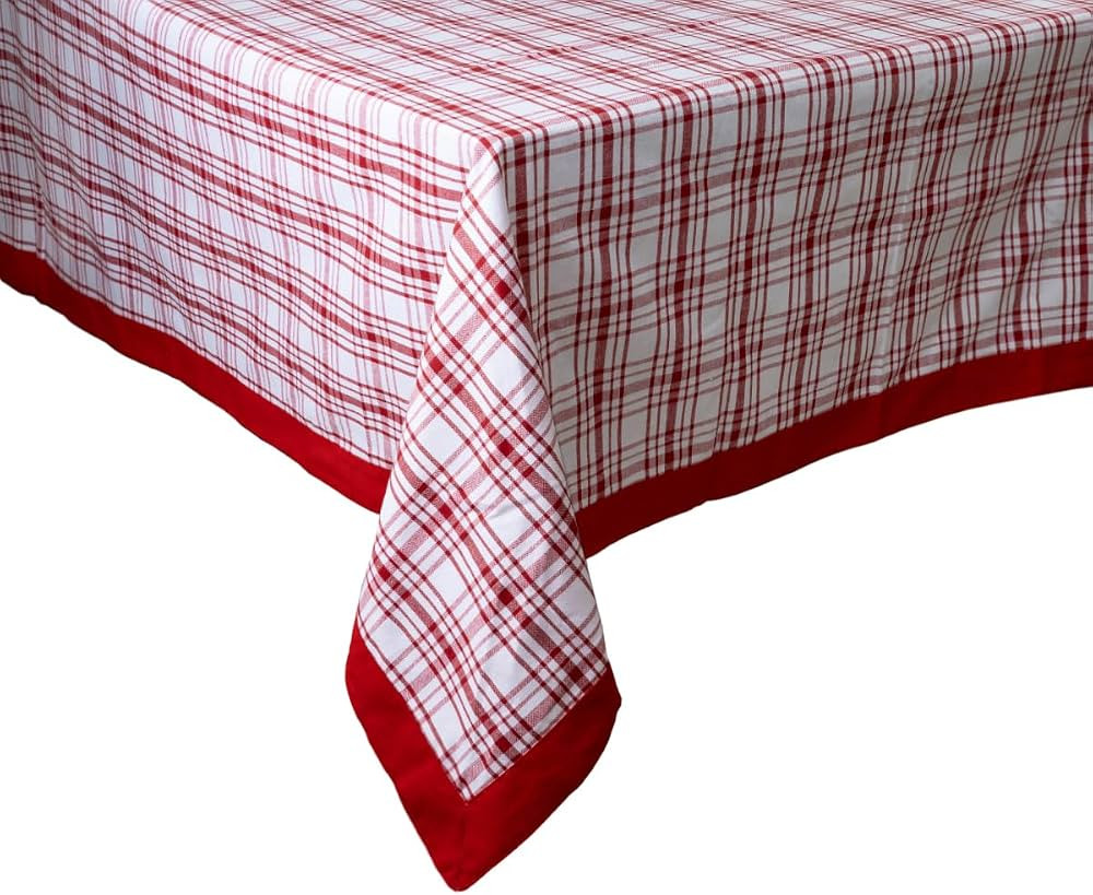 All Cotton and Linen Red Cotton Tablecloth, Plaid Cloth Tablecloth, Rectangle Tablecloth, Christm... | Amazon (US)