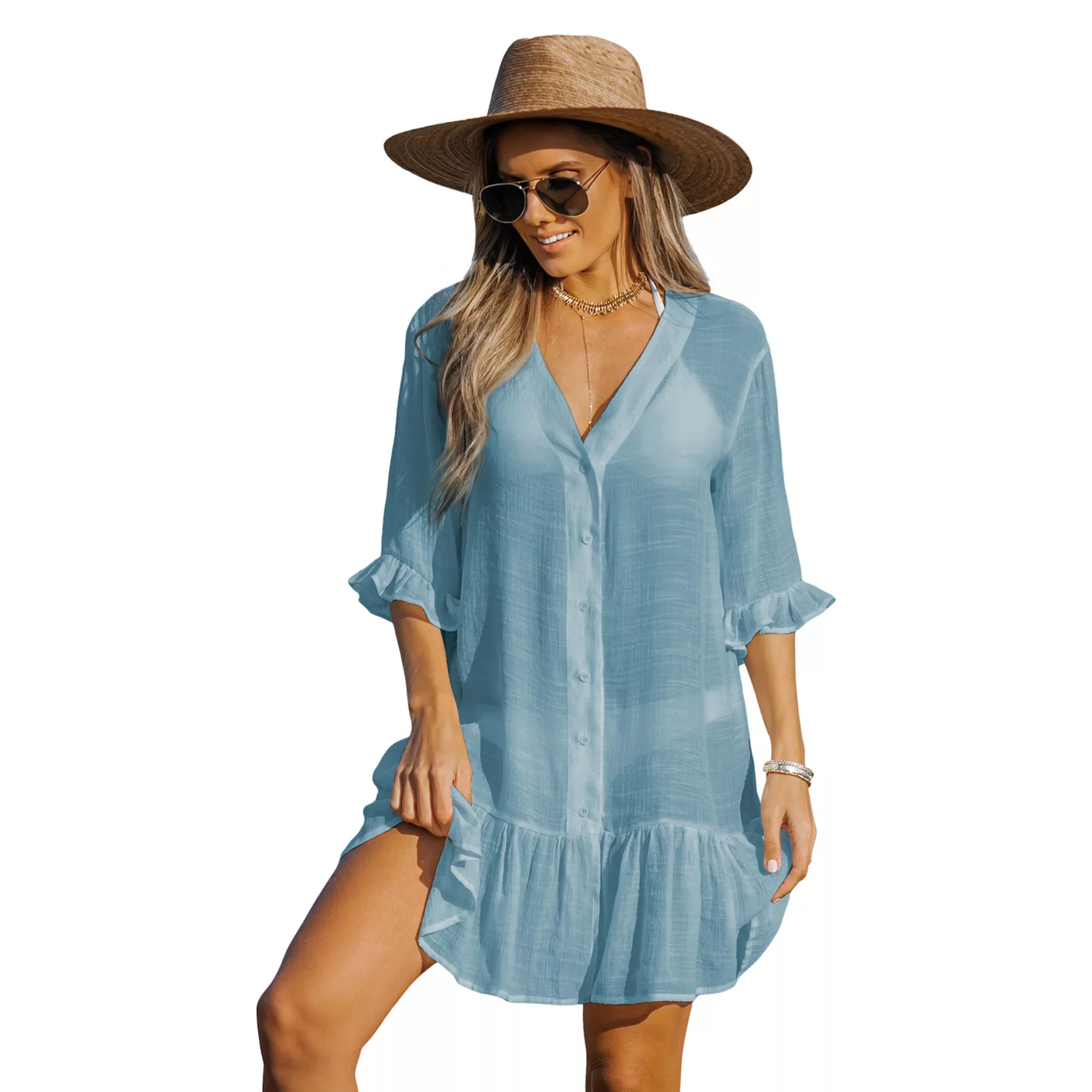 Women's Cupshe Short Sleeve Mini Length Cover-Up Dress | Kohl's