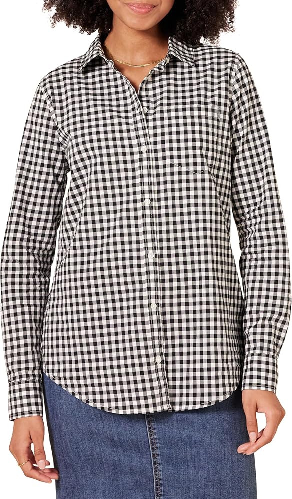 Amazon Essentials Women's Classic-Fit Long-Sleeve Button-Down Poplin Shirt | Amazon (US)