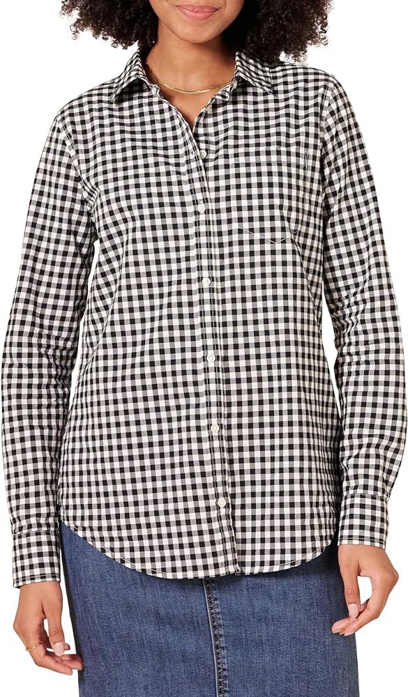 Amazon Essentials Women's Classic-Fit Long-Sleeve Button-Down Poplin Shirt | Amazon (US)