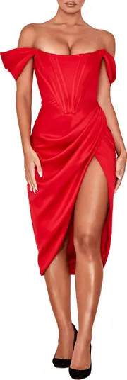 Loretta Off the Shoulder Satin Corset Dress | Nordstrom