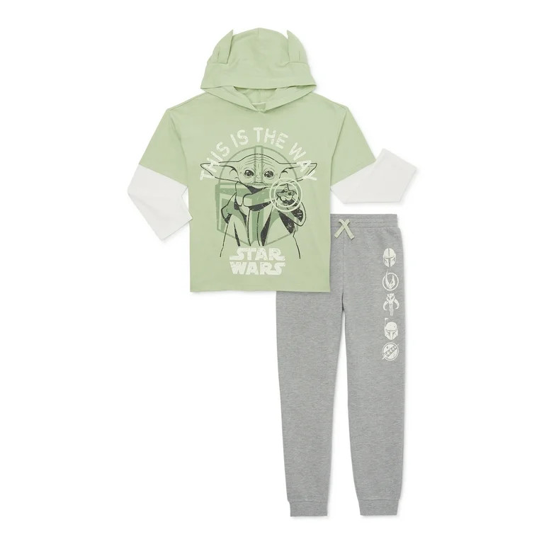 Star Wars The Mandalorian Boys Cosplay Hoodie and Joggers, 2-Piece Outfit Set, Sizes 4-10 - Walma... | Walmart (US)