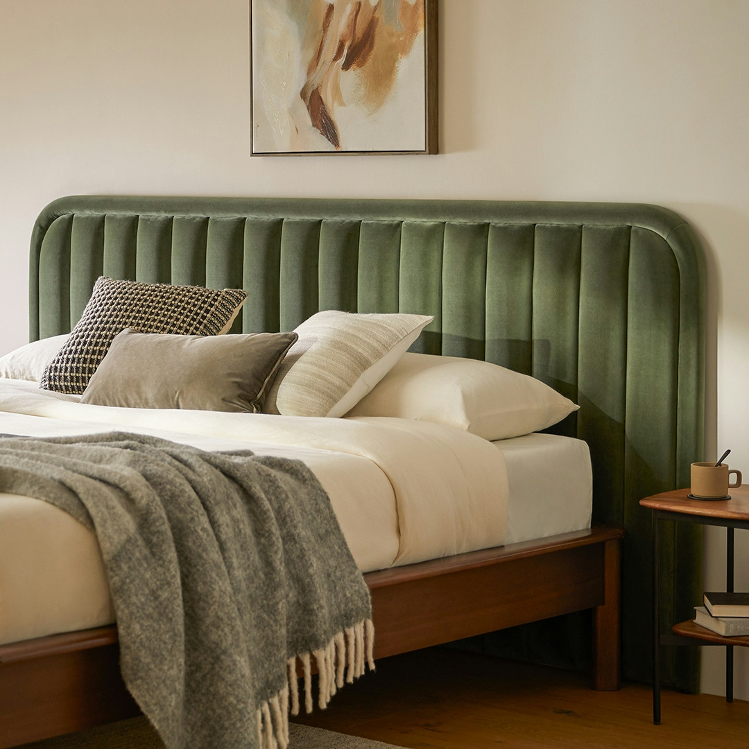 Rolph King Velvet Headboard - Plush Pacific Green | Article