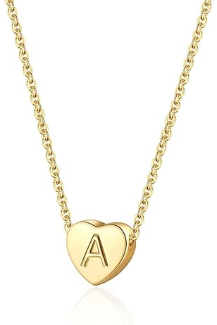 Initial Heart Necklace for Women Tiny Letters Gold Plated Necklaces for Women Personalized Jewelry,  | Amazon (US)