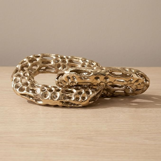 Sagebrook Home 12-Inch Gold 2-Linked Metal Chains - Aluminum Decorative Object for Modern Home Ac... | Amazon (US)