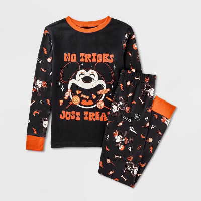 Kids' Mickey Halloween 2pc Snug Fit Sleep Pajama Set - Black 12 | Target