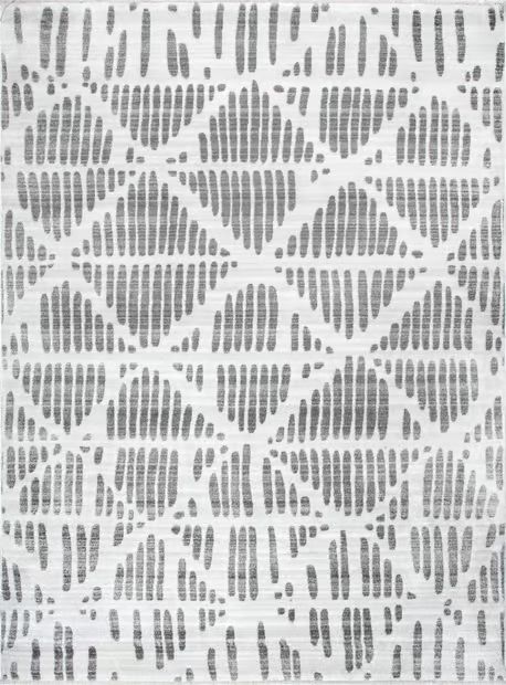 Light Gray Abstract Lattice 8' x 10' Area Rug | Rugs USA
