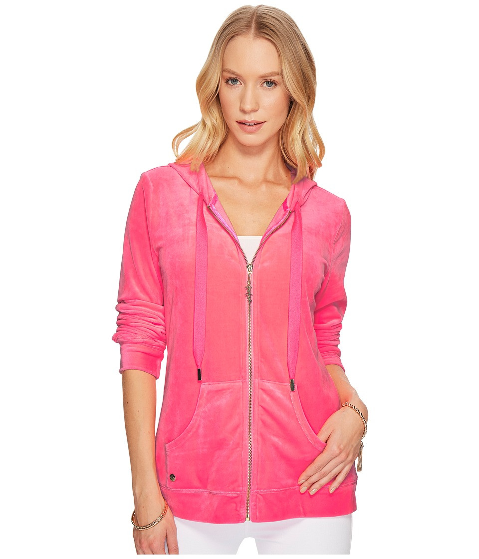 Lilly Pulitzer - Larina Velour Zip-Up Hoodie (Pascha Pink) Women's Sweatshirt | Zappos