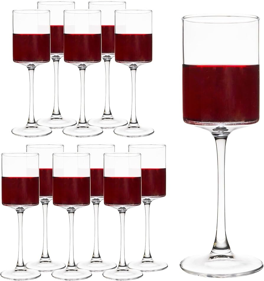Square Wine Glasses Set of 12,10oz Large Champagne Flute, Square Unique White & Red Wine Goblets,... | Amazon (US)