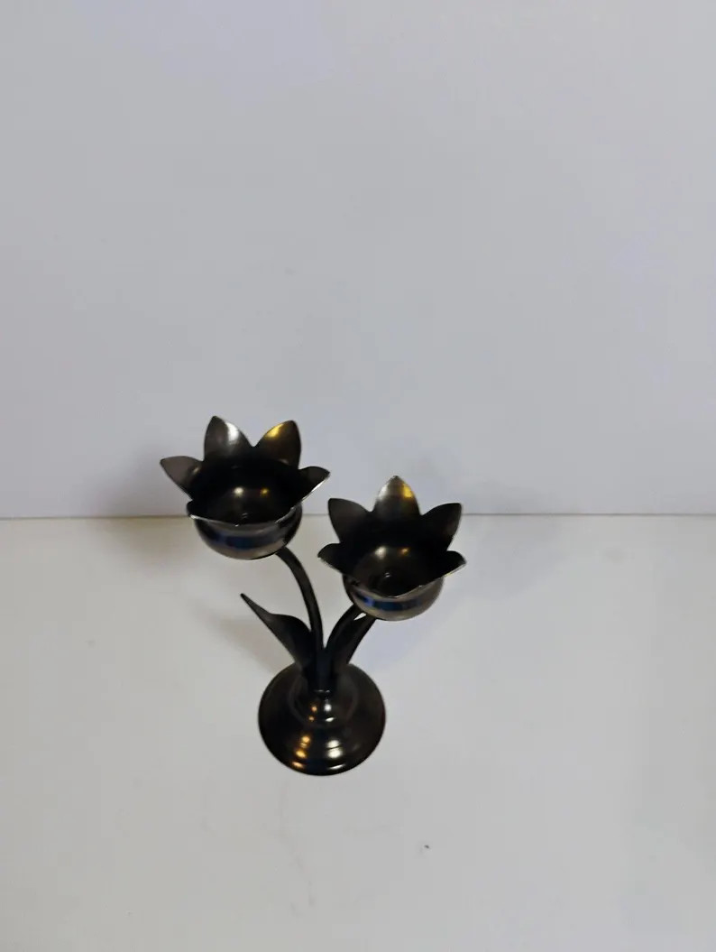 Metal Flower Tea Light Candle Holder. Pewter Color - Etsy | Etsy (Global)