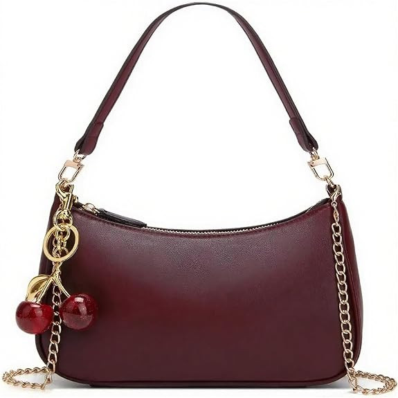 Black Shoulder Bag for Women Cute Hobo Cherry Purse Retro Clutch Underarm Handbag with Removable ... | Amazon (US)