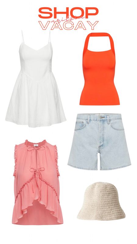 Aritzia, summer outfit, vacation outfit, white dress, denim shorts, beach hat 

#LTKFindsUnder100 #LTKTravel #LTKFindsUnder50