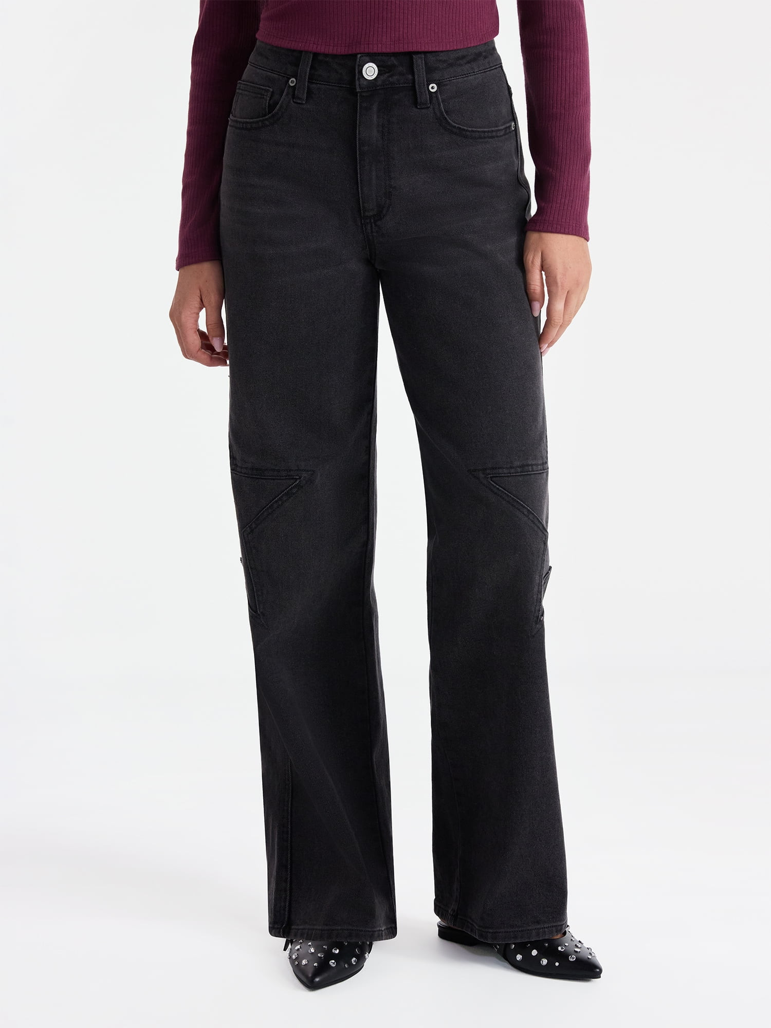 No Boundaries Mid-Rise Star Jeans, 31" Inseam, Women's | Walmart (US)