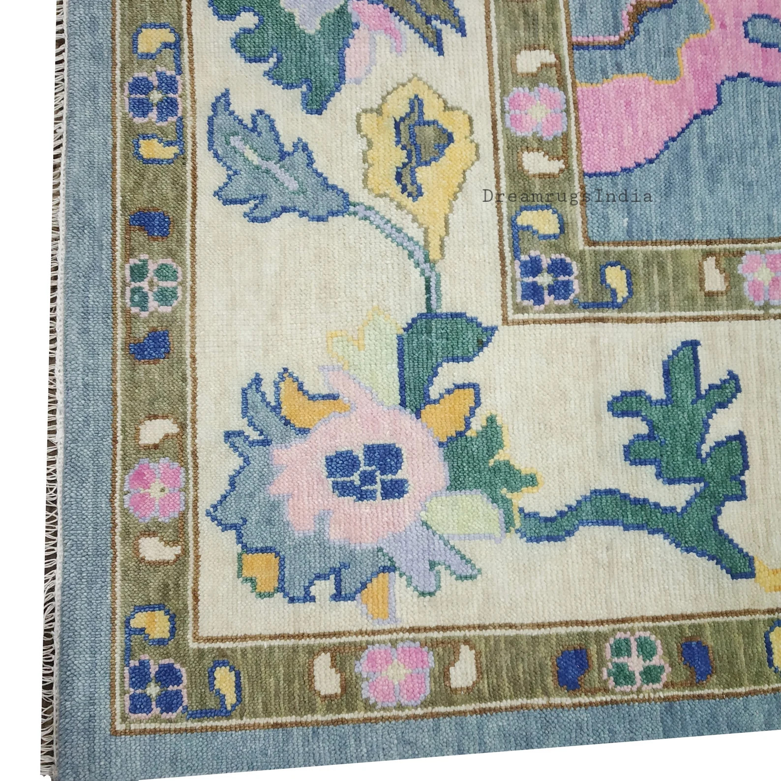 Modern Grey and Cream With Pink Accent Oushak Persian Rug in Hand Knotted Wool Rug for Living Roo... | Etsy (US)