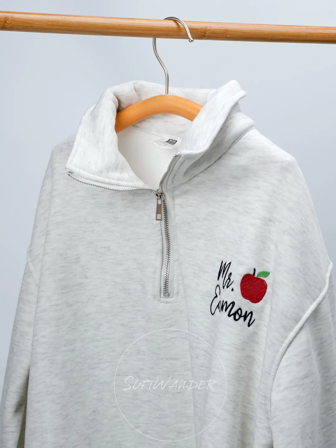 Personalized Teacher Quarter Zip Sweatshirt: Embroidered Apple Design - Etsy | Etsy (US)
