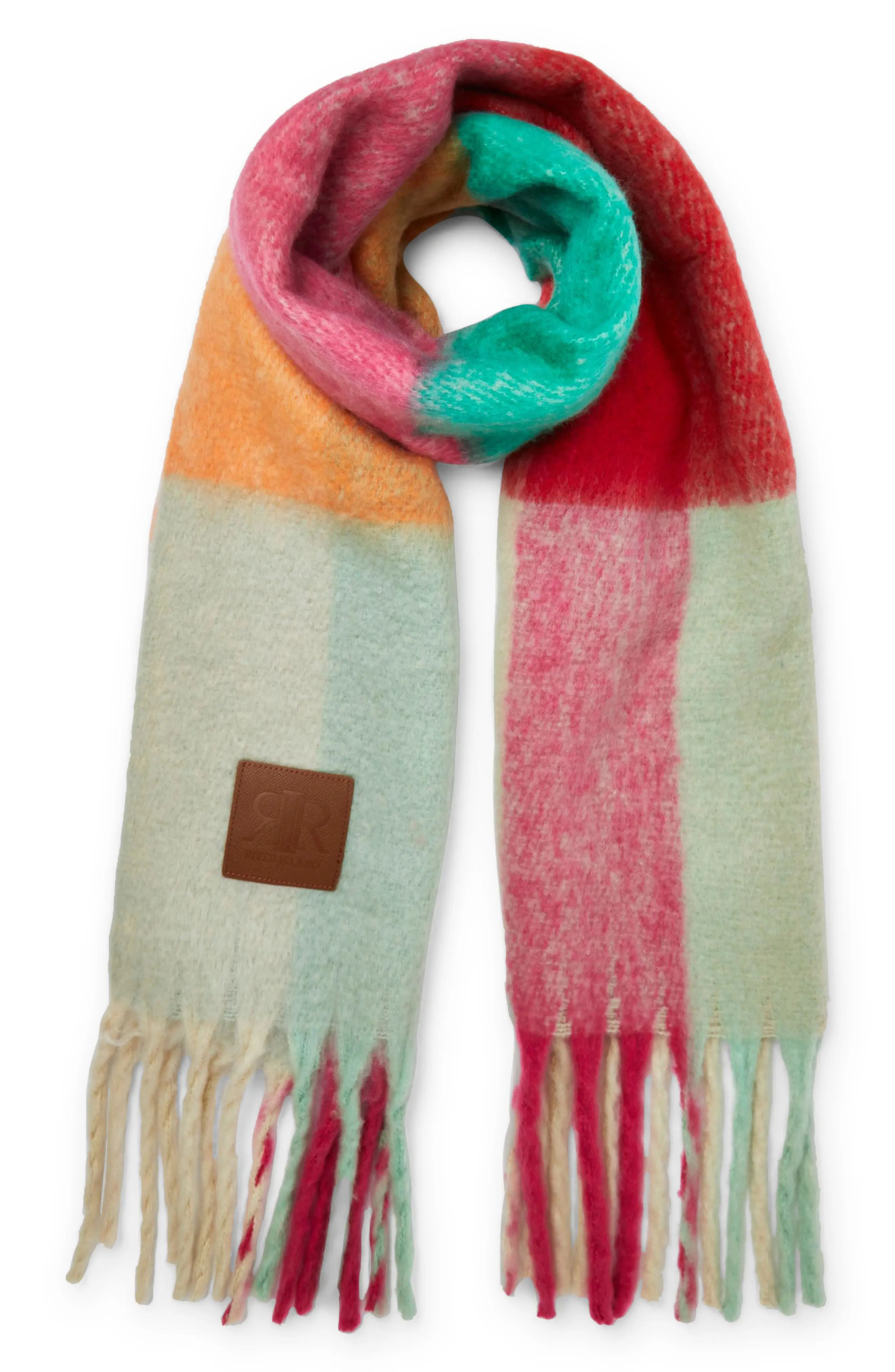 River Island Colorblock Scarf in Bright Pink at Nordstrom | Nordstrom