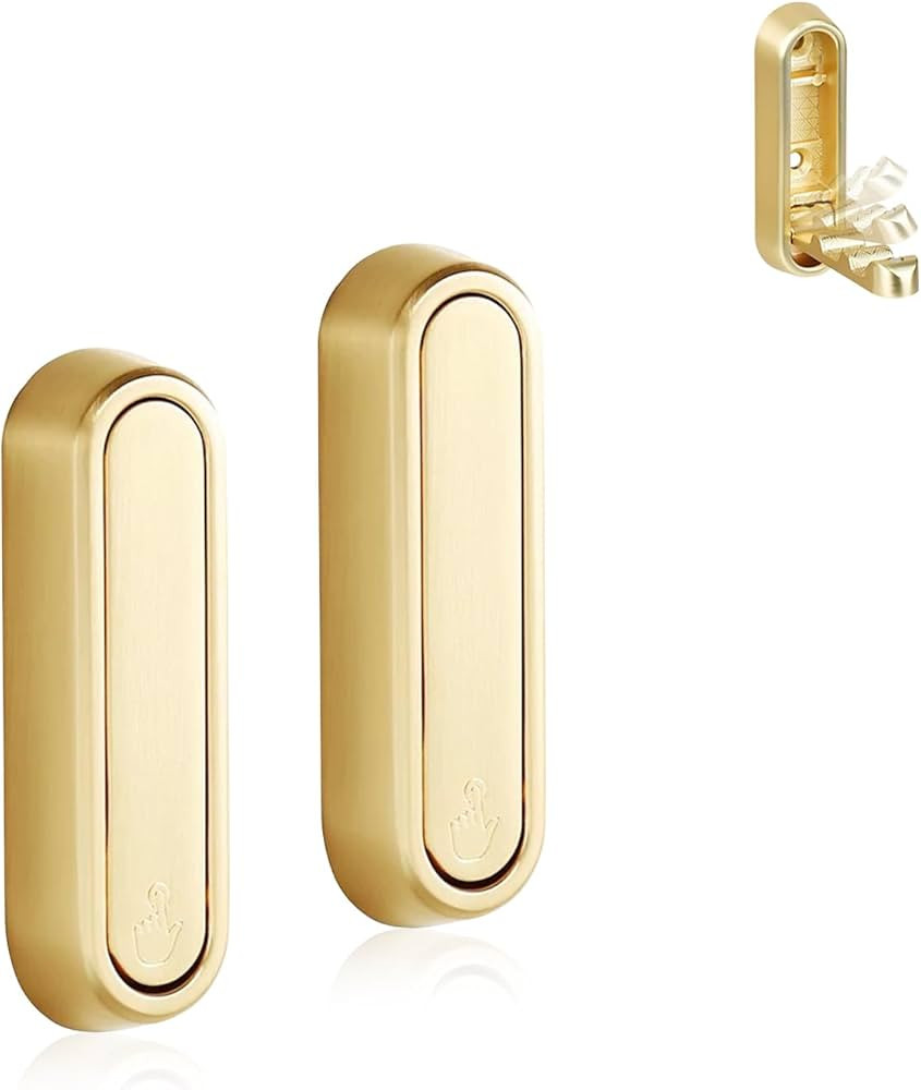 Heavy Duty Gold Folding Wall Hooks 2 Pack, Space Saving Foldable Coat Hooks for Bathroom, Closet,... | Amazon (US)