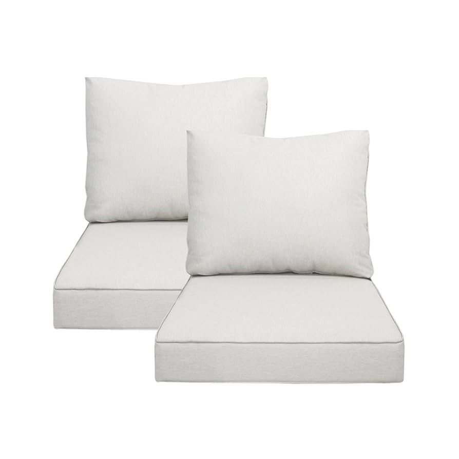 24x27.5 inch Outdoor/Indoor Deep Seat Patio Cushions Set of 2 Deep Seat Bottom Resilient Foam Fil... | Amazon (US)