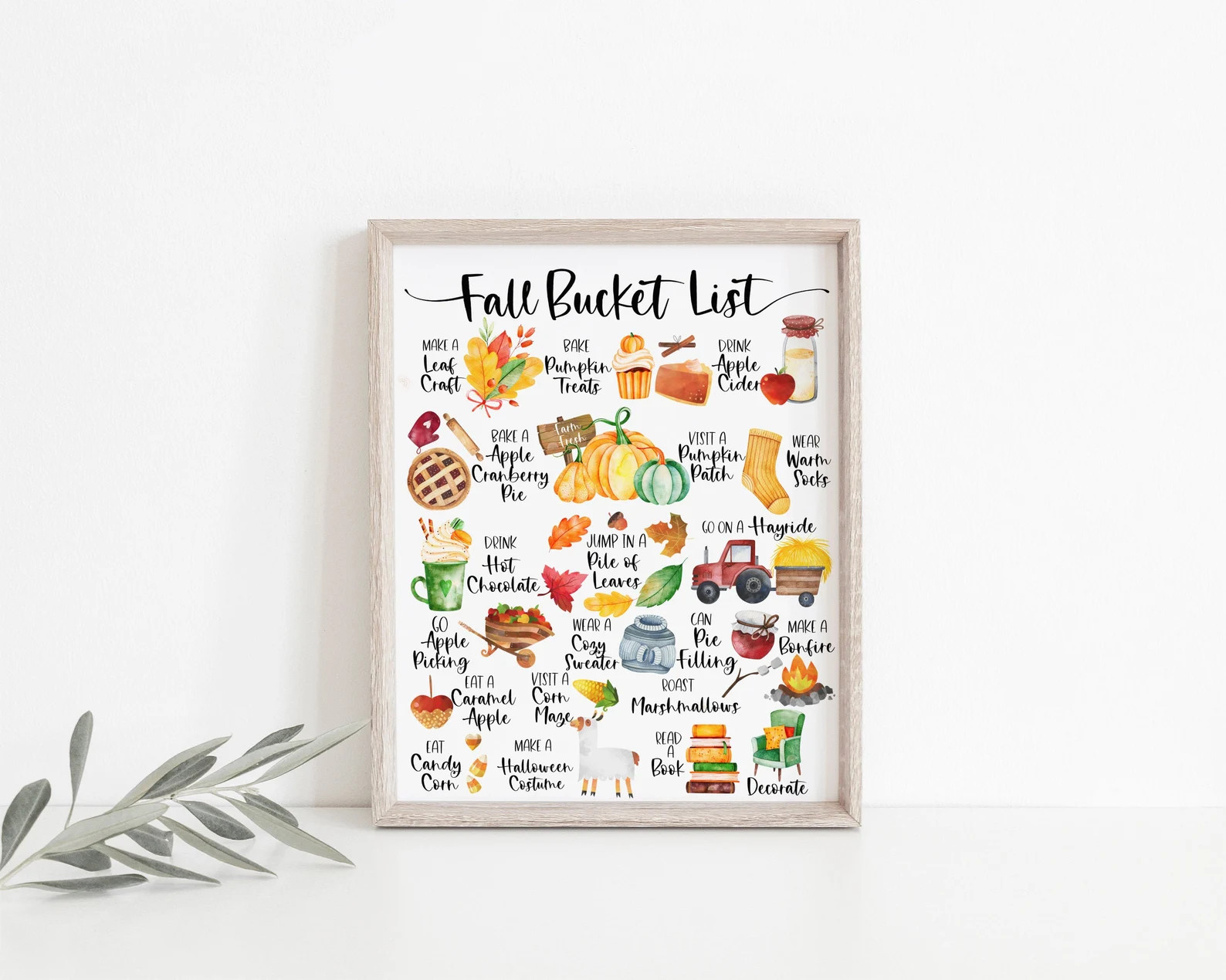 Fall Bucket List Printable Wall Art Fall Decoration Pumpkin | Etsy | Etsy (US)