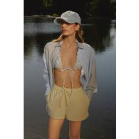 Womens Linen Look Drawstring Shorts - Yellow - 10 | boohoo (US & Canada)