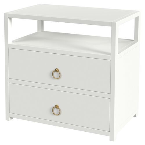 Sully 2-Drawer Wide Nightstand, White | One Kings Lane