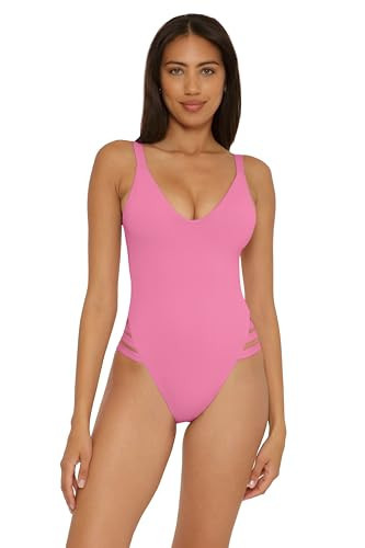 Becca Color Prism - Women's High Leg One Piece Swimsuit, Scoop Neck, Bathing Suits for Women, Pinkie, X-Small | Amazon (US)