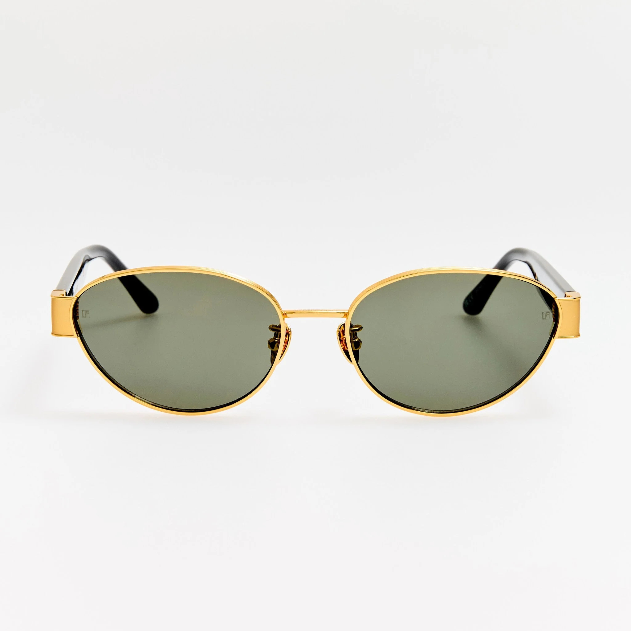 Sheri Sunglasses in 22K Gold and Grey | Linda Farrow