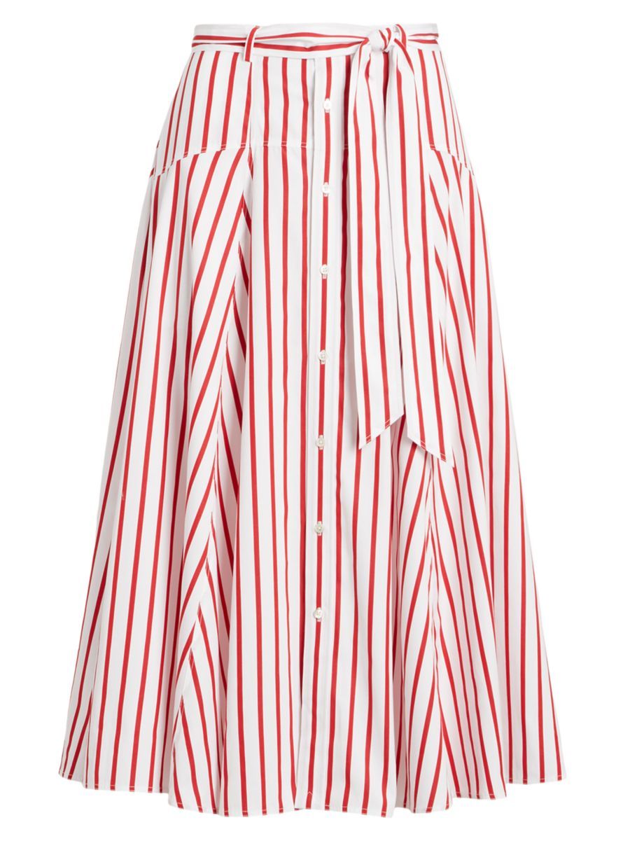 Polo Ralph LaurenCotton Striped Midi Skirt | Saks Fifth Avenue