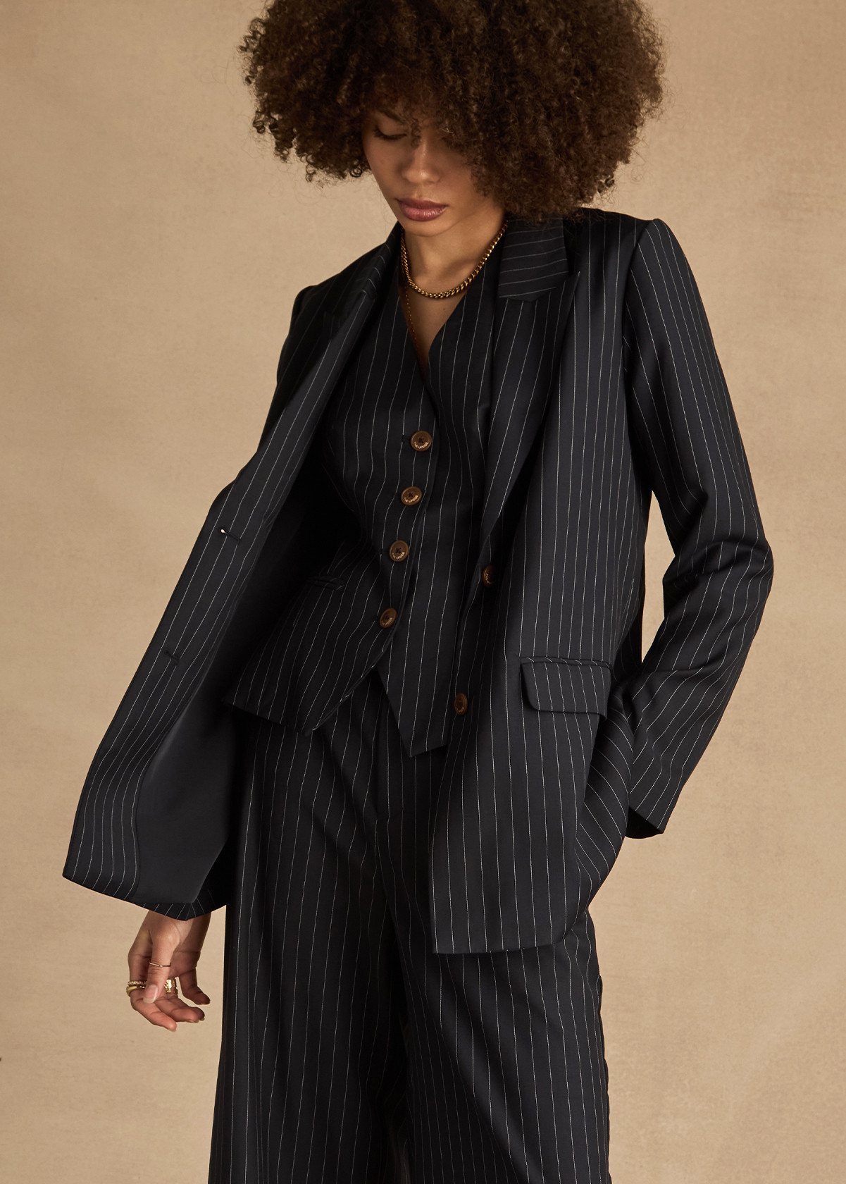 WOOL BOYFRIEND BLAZER in PINSTRIPE | The UPSIDE | The Upside (Australia & New Zealand)