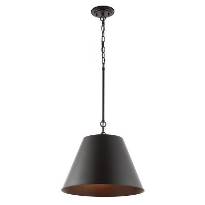 17.88" 1-Light Henry Industrial Farmhouse Iron LED Pendant Oil Rubbed Bronze - JONATHAN Y: Hardwired Metal Ceiling Lamp, ETL Listed | Target