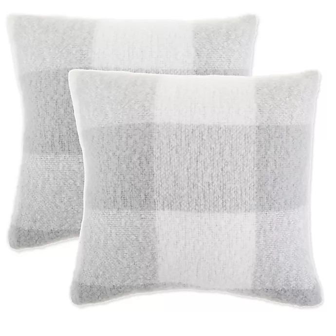Bee & Willow™ Home Brushed Buffalo Throw Pillows in Grey (Set of 2) | Bed Bath & Beyond