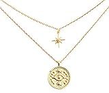 layered necklace: GOLD FILLED or gold plated chain, gold plated star and eye charms (simple, everyda | Amazon (US)