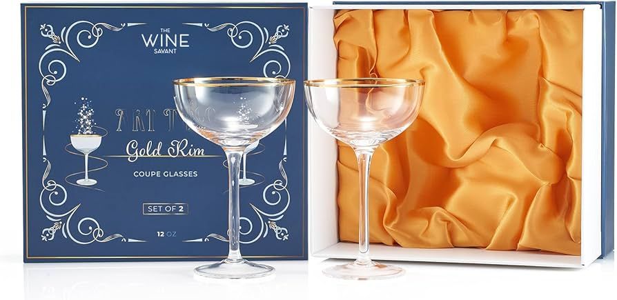 The Wine Savant Coupe Cocktail Glasses 7 oz, Set of 2 Classic Manhattan Glasses For Cocktails, Li... | Amazon (US)