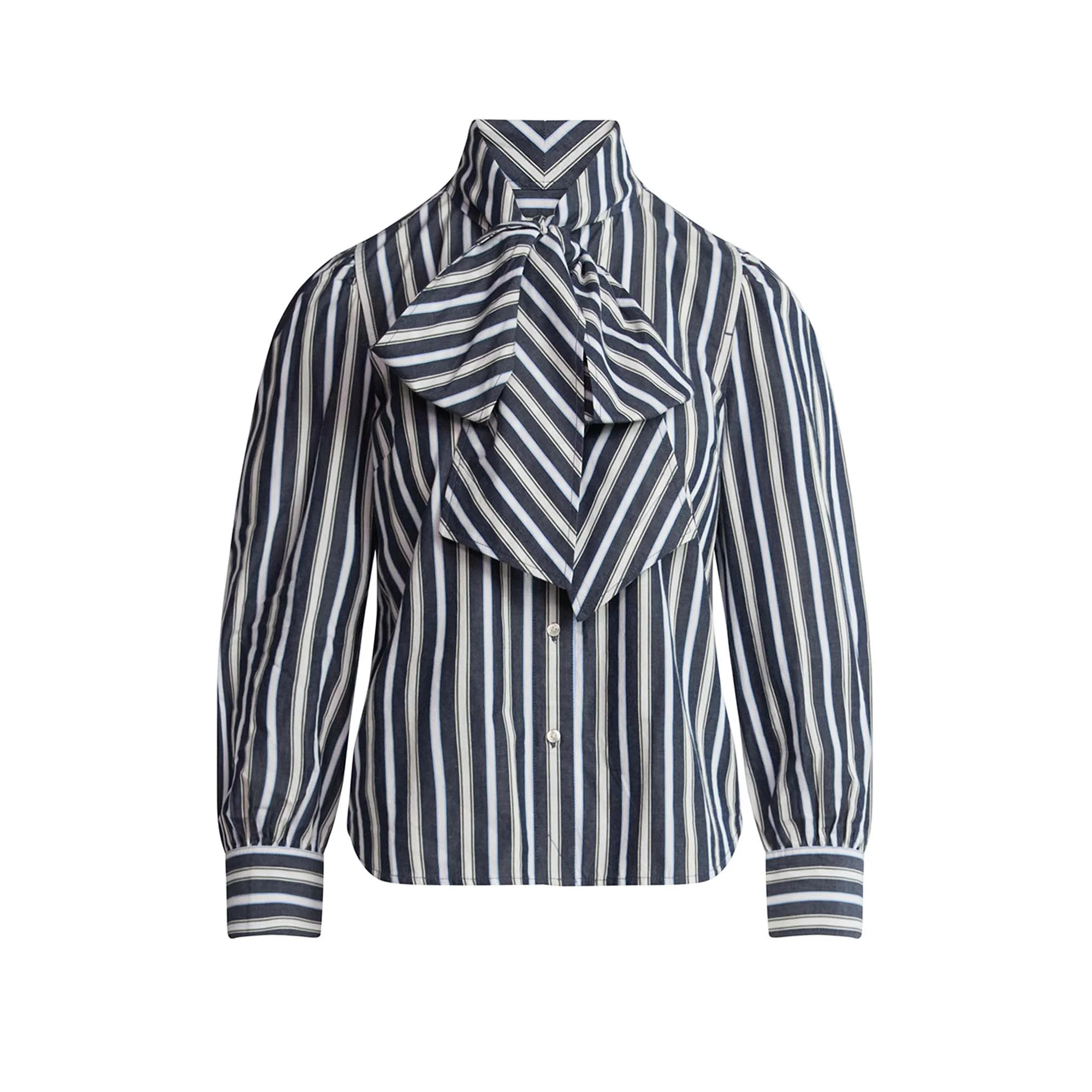 Free Assembly Women's Cotton Tie Neck Blouse with Long Puff Sleeves, Sizes XS-XXL - Walmart.com | Walmart (US)