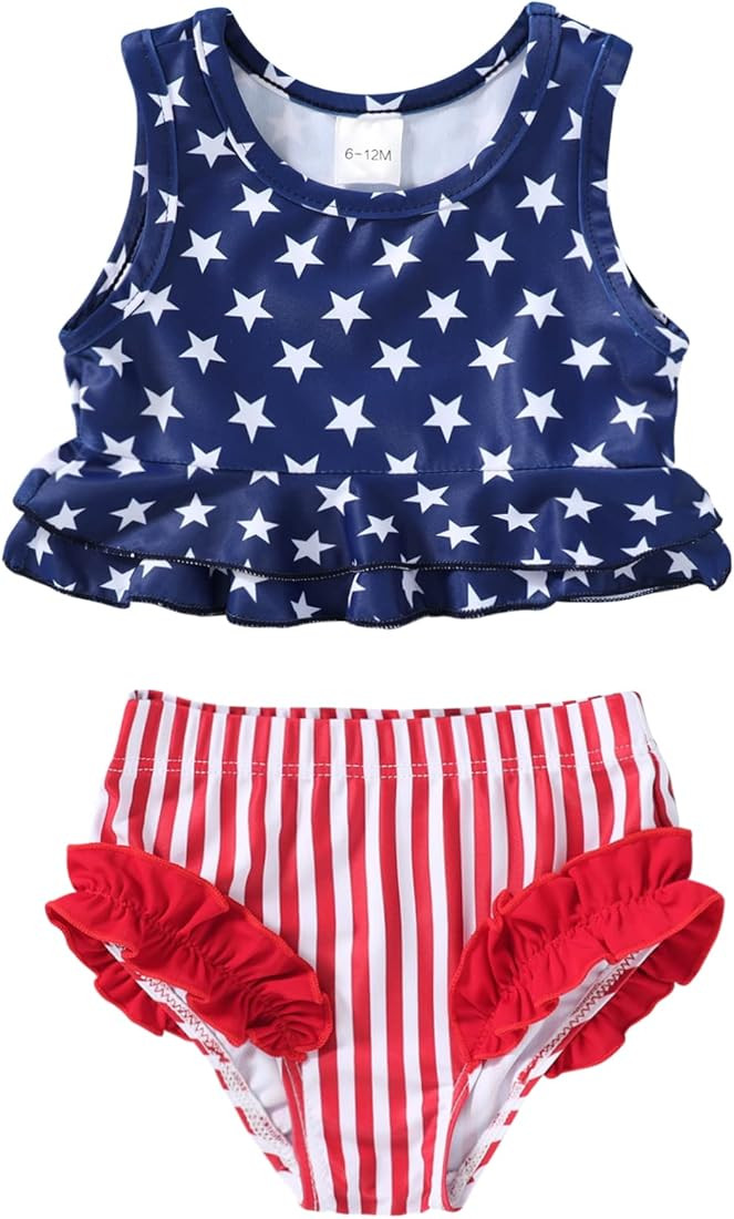 YOUNGER TREE Toddler Baby Girls Summer Swimsuit Sleeveless Striped Swimwear Two-Piece Suit Beach ... | Amazon (US)