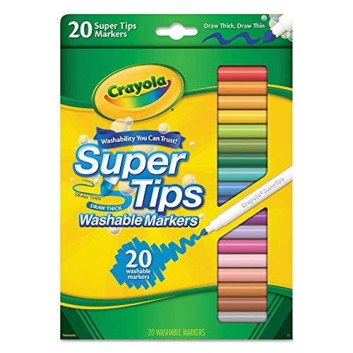 Crayola 588106 Washable Super Tips Markers, Assorted, 20/Set | Amazon (US)