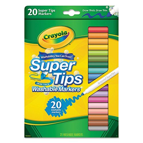 Crayola 588106 Washable Super Tips Markers, Assorted, 20/Set | Amazon (US)