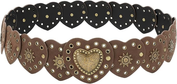 JASGOOD Western Belts for Women Wide Hollow Disc Leather Belt Cowgirl Waist Belt for Jeans Dresse... | Amazon (US)