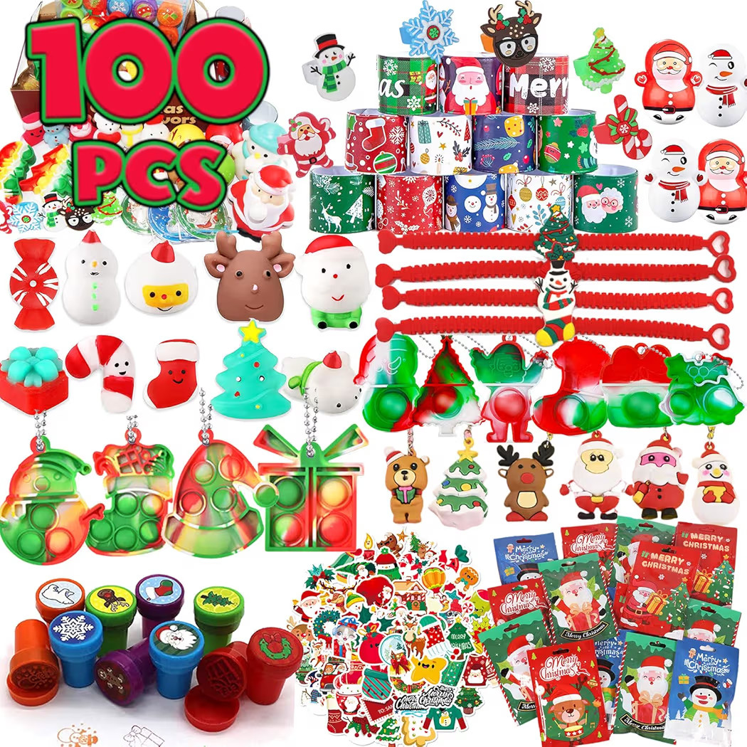 100PCS Premium Christmas Party Favors for Kids 3-10,Assortment Toys Bulk Stocking Stuffers, Pinat... | Amazon (US)