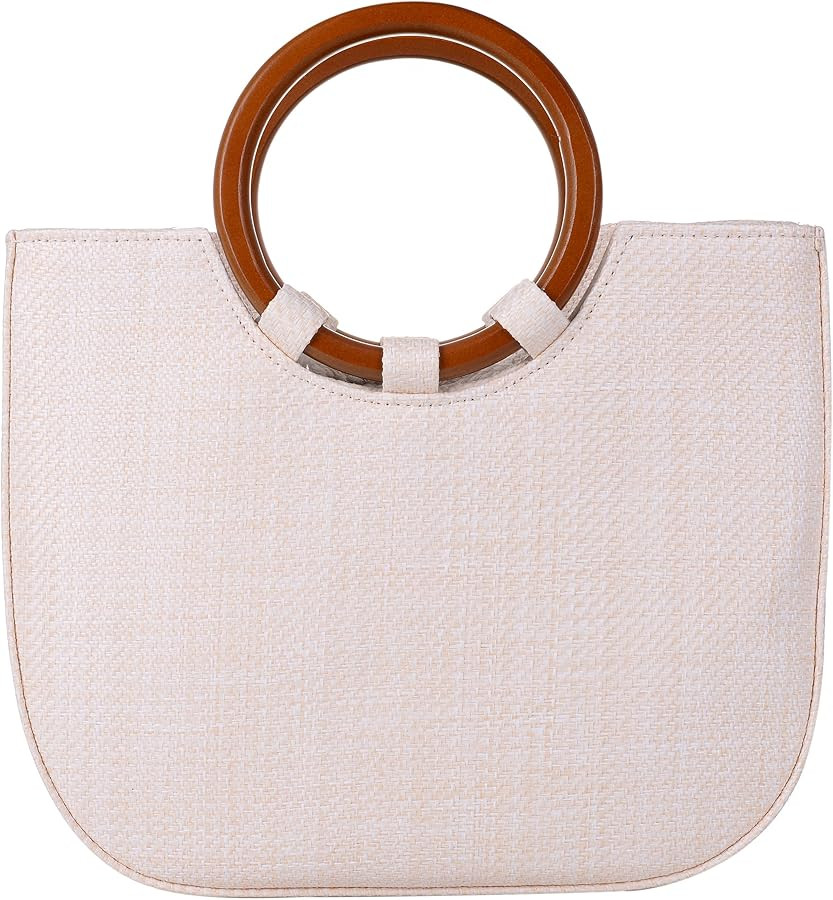 QZUnique Hand-woven Straw Bag Women Summer Beach Handbag Purse Retro Rattan Tote Clutch Travel Ba... | Amazon (US)