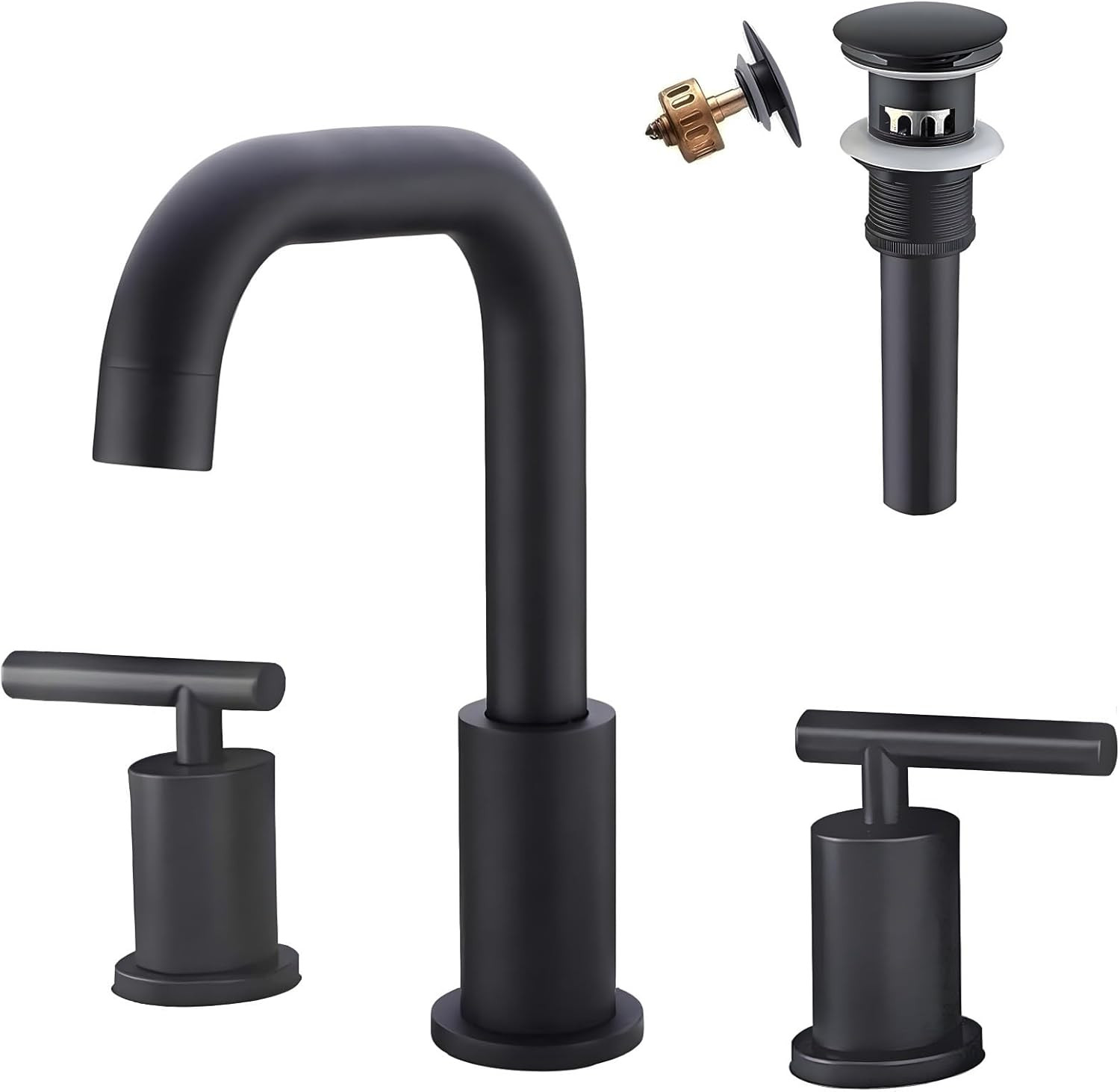 8 Inch Widespread Bathroom Faucet 3 Hole, 2 Handle Vanity Sink Faucet with Pop Up Drain,Matte Bla... | Amazon (US)