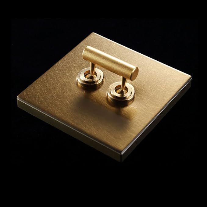 SYunxiang Retro Brass Lever Stainless Steel Champagne Gold 86 Concealed Metal Switch Panel 1-4 Ga... | Amazon (US)