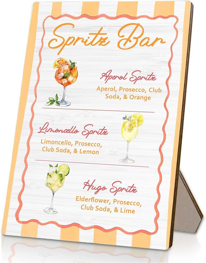 Cocktail Bar Sign, Aperol Spritz Wedding Wooden Stand Sign 5x7 Inch, Baby Bridal Shower Cocktail ... | Amazon (US)