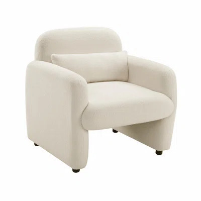 Contemporary Beige Boucle Accent Chair with Plywood Frame and Cozy Pillow, Stylish Living Rooms | Wayfair North America